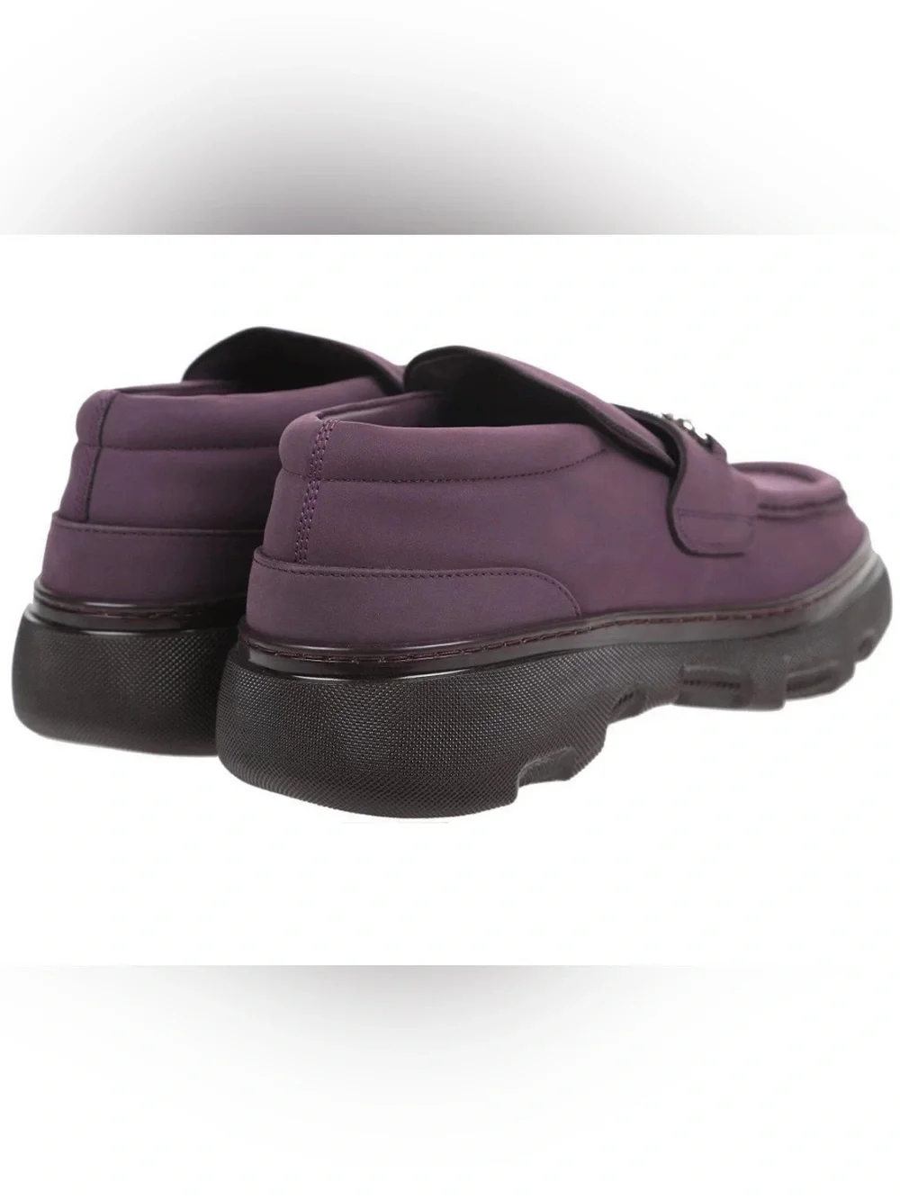 NEW BURBERRY MEN'S CREEPER WINTER SOLE AUBERGINE LEATHER LOFER SHOES 42/9